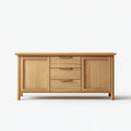 Sideboard Eiche Natur 160 x 45 x 85 cm Massivholz Rechteckig mit 2 Türen und 3 Schubladen