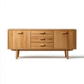 Sideboard aus massiver Eiche natur 180 x 45 x 75 cm rechteckig mit 2 Türen und 3 Schubladen