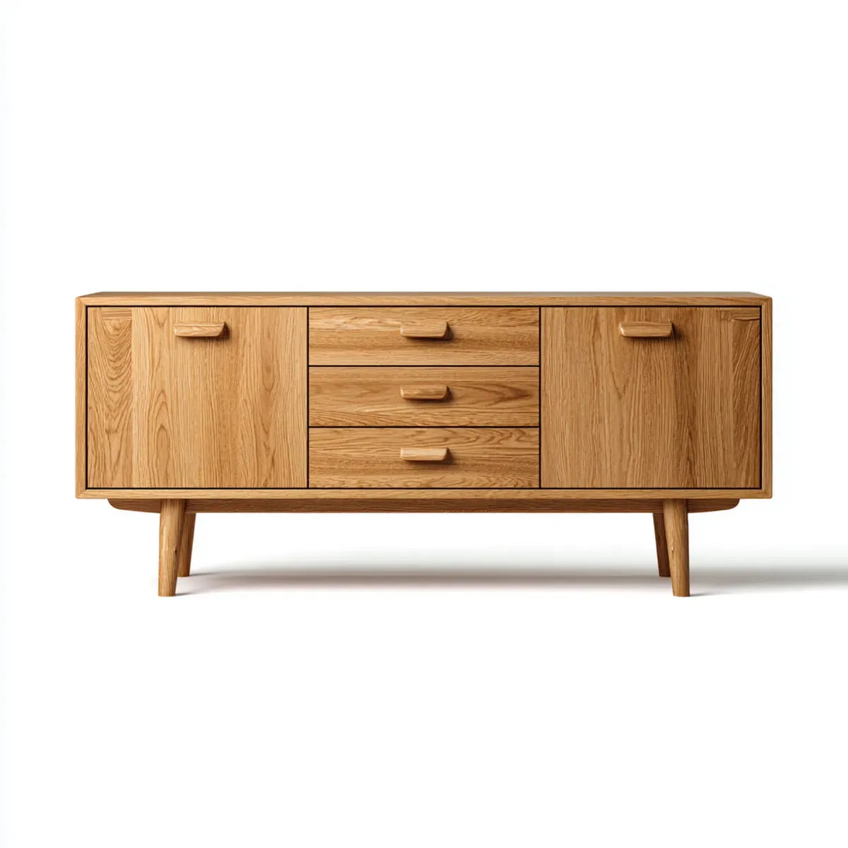Sideboard aus massiver Eiche natur 180 x 45 x 75 cm rechteckig mit 2 Türen und 3 Schubladen