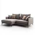 Ecksofa mit Recamiere links Grau Polyester L-Form 260 x 160 x 85 cm