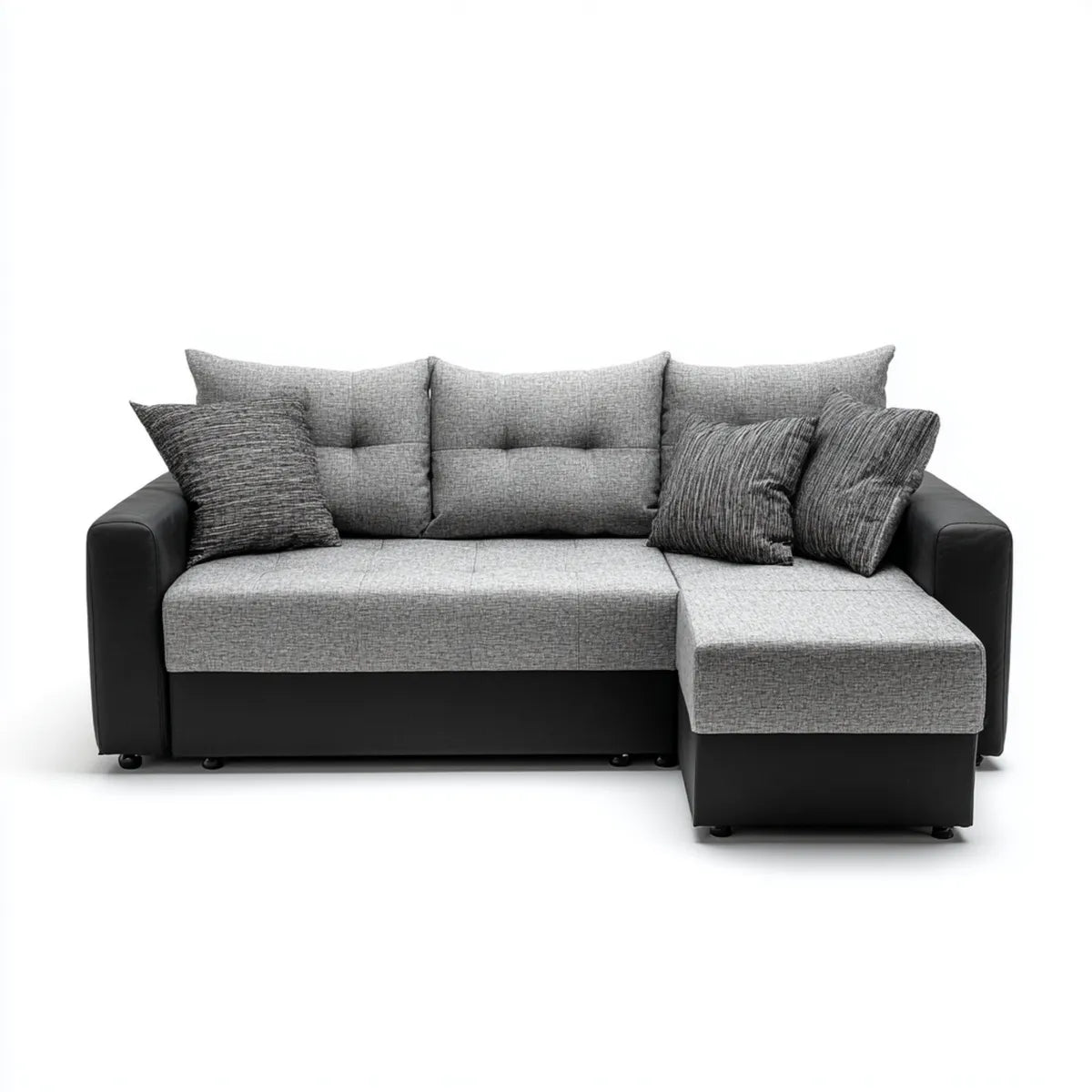 Ecksofa Grau Schwarz 240 x 150 x 85 cm Polyester PU-Kunstleder L-Form