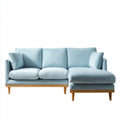 Ecksofa mit Recamiere Hellblau 240 x 150 x 85 cm Polyester Massivholz L-Form