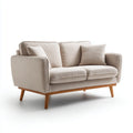2-Sitzer Sofa Beige 160 x 86 x 84 cm Polyester Gummibaum-Massivholz Rechteckig