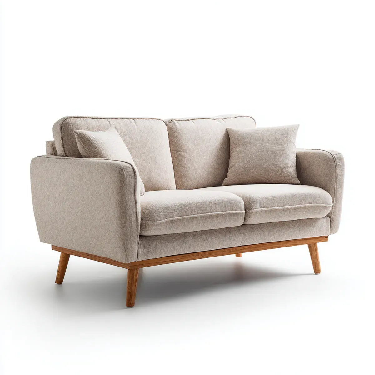 2-Sitzer Sofa Beige 160 x 86 x 84 cm Polyester Gummibaum-Massivholz Rechteckig