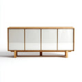 Sideboard mit 4 Türen Weiß Eiche Massivholz MDF 180 x 45 x 80 cm Rechteckig