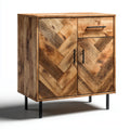 Sideboard aus massivem Mangoholz braun schwarz rechteckig 80 x 40 x 100 cm mit 2 Türen und Schublade