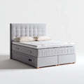 Boxspringbett Hellgrau 180 x 200 cm Polyester Rechteckig mit Matratze und Topper