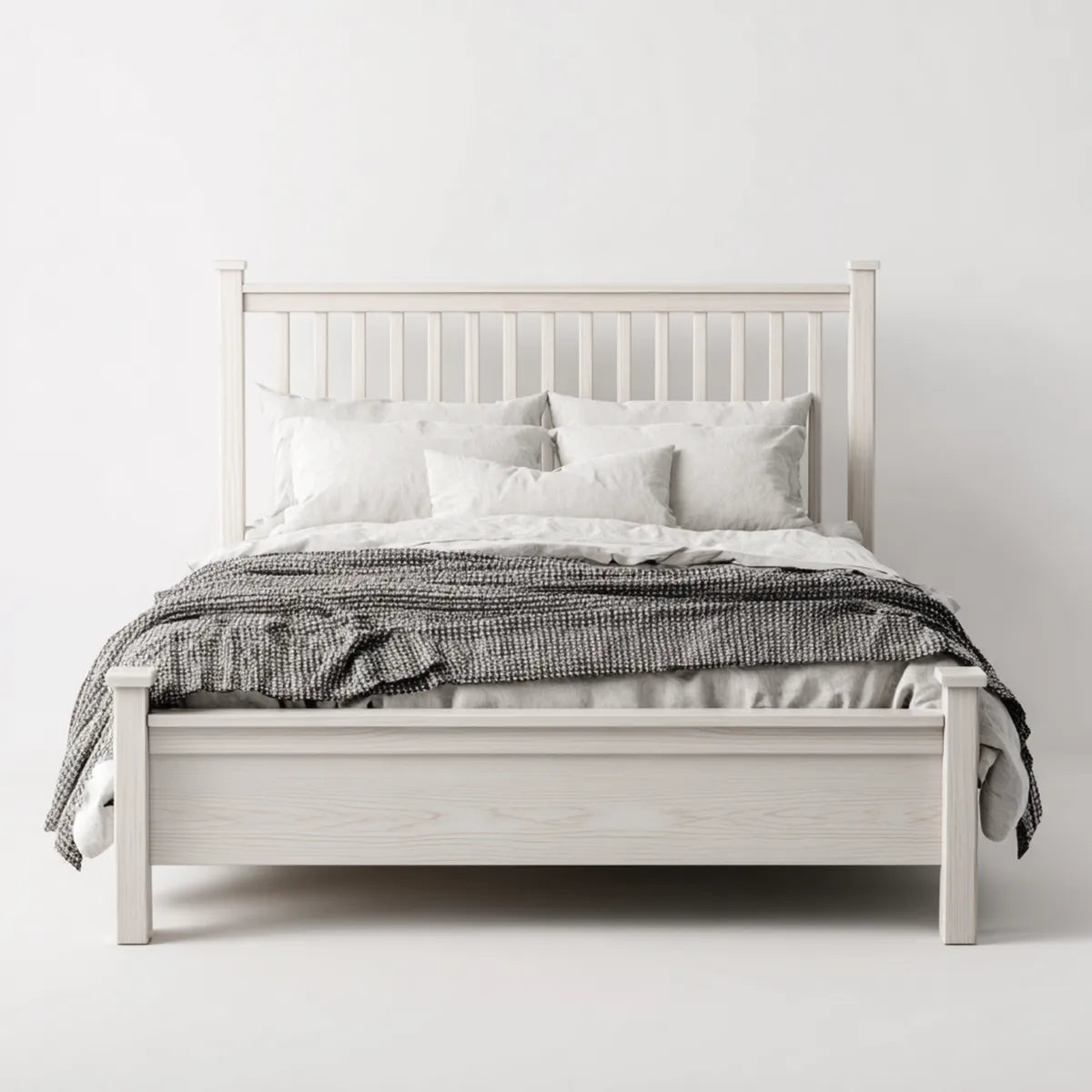 Doppelbett Bettgestell Weiß 180 x 200 cm Kiefer Massivholz Rechteckig