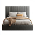 Polsterbett Doppelbett Dunkelgrau 180 x 200 cm Polyester-Samt Rechteckig