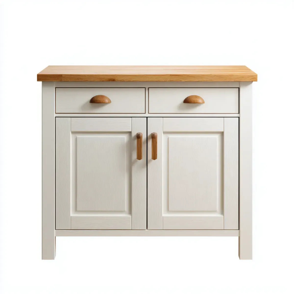 Sideboard Weiß Natur 80 x 40 x 90 cm MDF Kiefernholz Rechteckig mit 2 Türen und 2 Schubladen