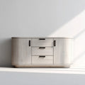 Sideboard in Eichenoptik Weiß 160 x 45 x 85 cm MDF mit abgerundeter Front
