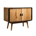 Sideboard mit 2 Türen Eiche natur Schwarz Massivholz rechteckig 105 x 45 x 85 cm