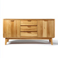 Sideboard Eiche natur 180 x 45 x 85 cm Massivholz rechteckig mit 3 Schubladen und 2 Türen