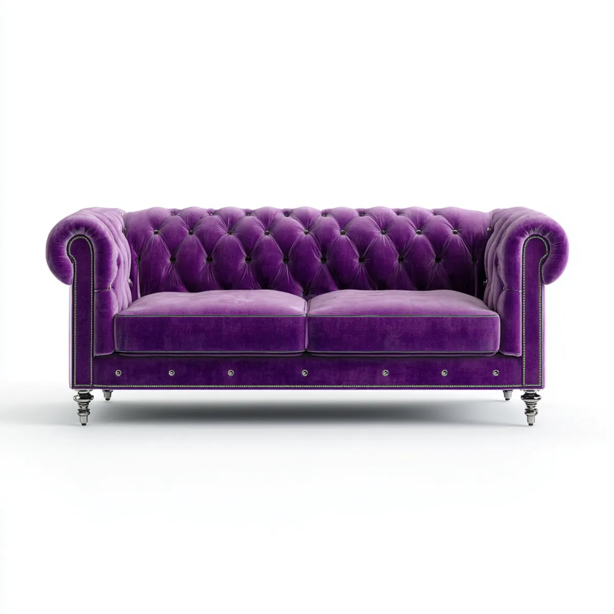 3-Sitzer Chesterfield-Sofa Violett 220 x 95 x 78 cm Polyester-Samt Rechteckig