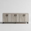 Sideboard mit 6 Türen Grau Eiche 180 x 40 x 80 cm Spanplatte Melaminharzbeschichtung Rechteckig