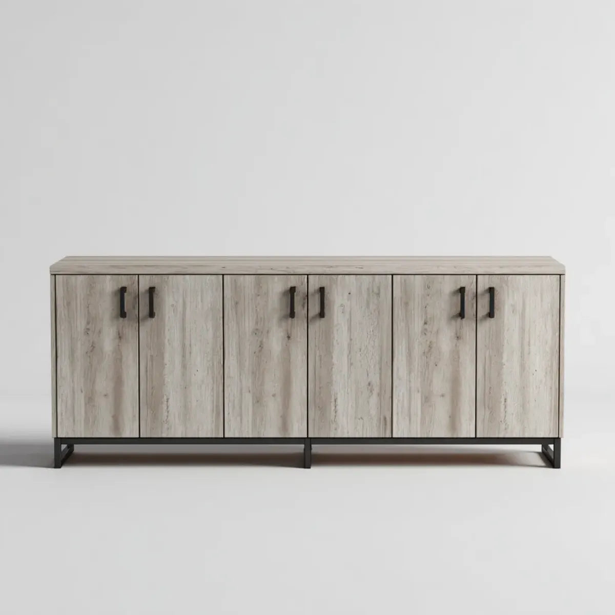 Sideboard mit 6 Türen Grau Eiche 180 x 40 x 80 cm Spanplatte Melaminharzbeschichtung Rechteckig