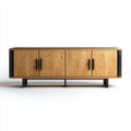 Sideboard Eiche Natur Schwarz 200 x 45 x 75 cm MDF mit Eichenfurnier Rechteckig