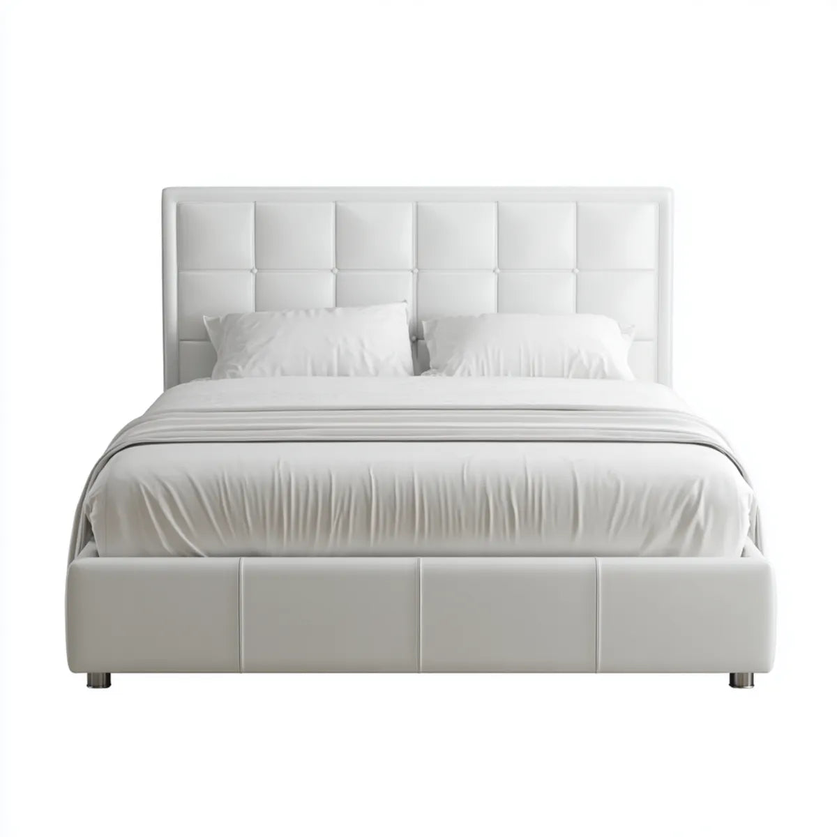 Polsterbett Doppelbett Weiß 160 x 200 cm PU-Kunstleder Rechteckig