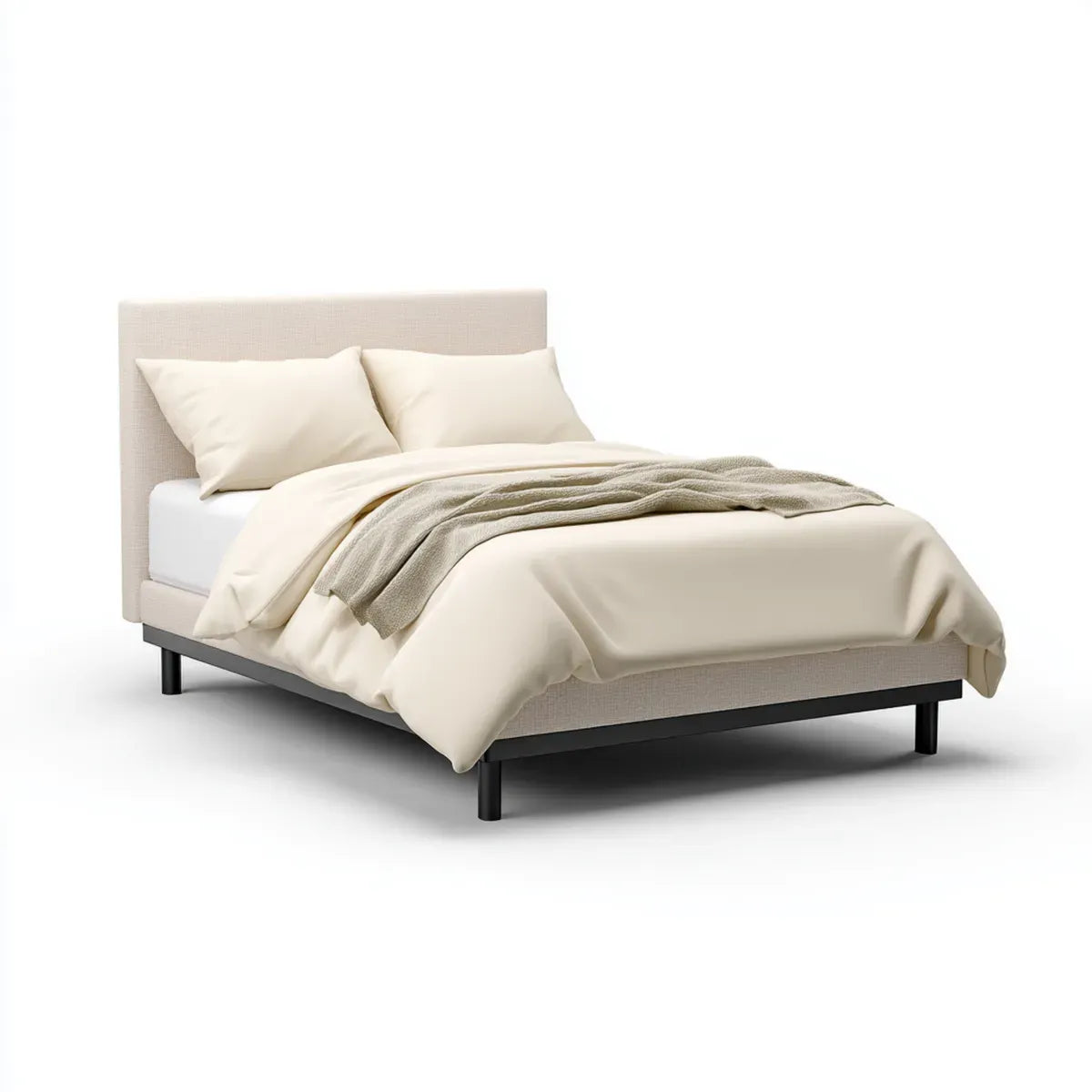 Polsterbett Doppelbett Beige 160 x 200 cm mit Polyesterbezug rechteckig