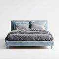 Polsterbett Doppelbett Hellblau 180 x 200 cm Samtstoff Rechteckig