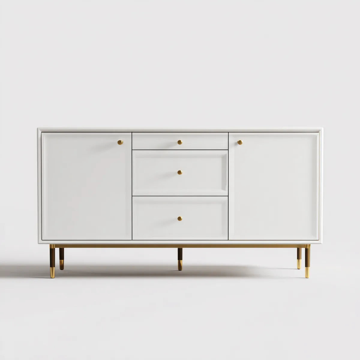 Sideboard Weiß 160 x 40 x 85 cm aus MDF mit Stahlbeinen Rechteckig