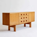 Sideboard Eiche Natur 140 x 40 x 80 cm Massivholz Rechteckig mit 3 Schubladen und 2 Türen